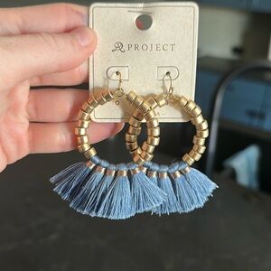 Plunder design beaded tassel dangle earrings
